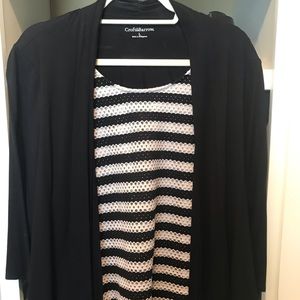 Black cardigan with pretty faux tank!